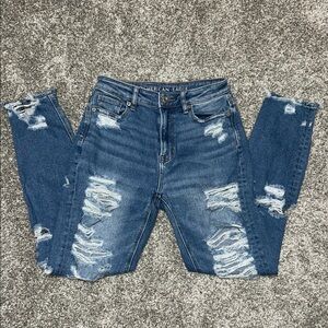 American Eagle Outfitters Women's Ripped Blue Skinny Jeans